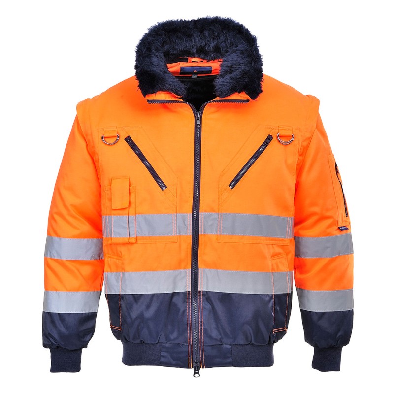 PJ50 - HI-Vis 3-in-1 Pilot Jacket Orange/Navy