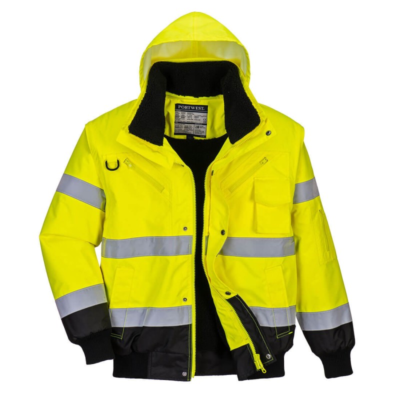 S426 - Hi-Vis 7-in-1 Contrast Traffic Jacket Yellow/Navy