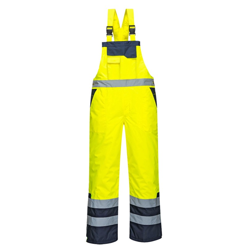 S489 - Contrast Bib & Brace - Lined Yellow